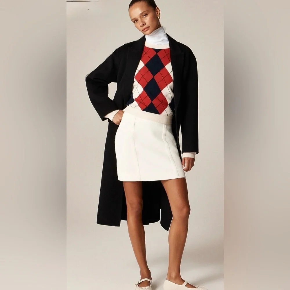 NWOT J Crew Perfect cashmere crewneck sweater in argyle size M